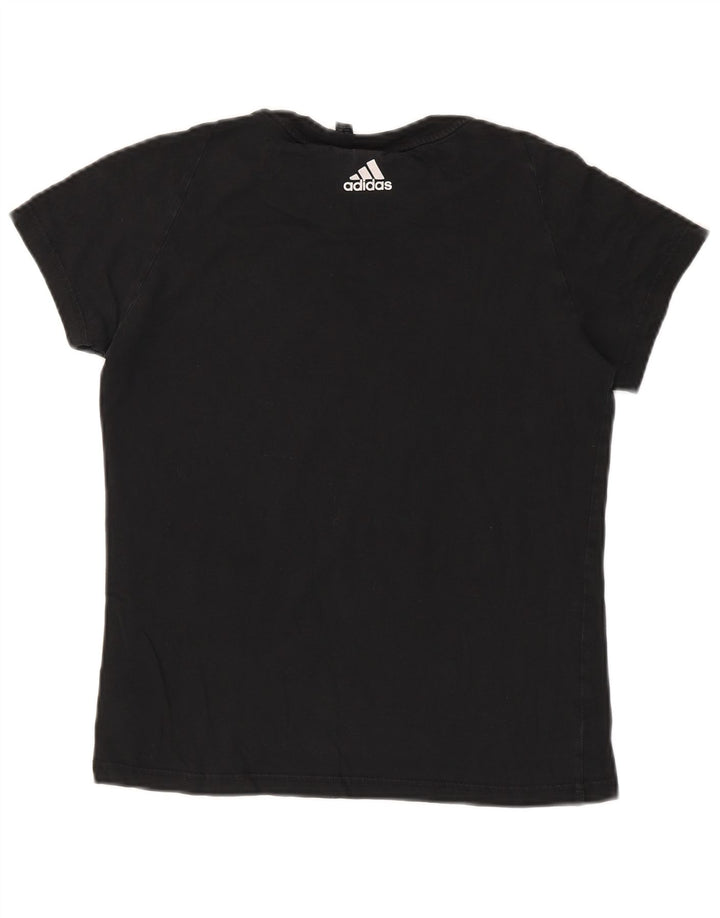 Adidas T-shirt graphique pour femme UK 12 en coton noir moyen