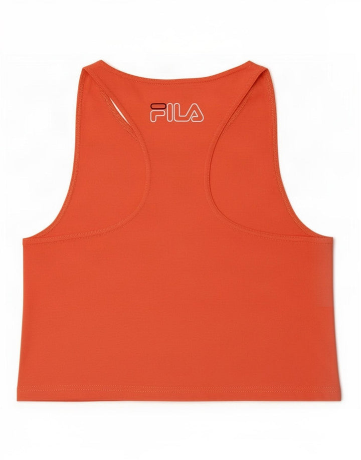 Fila Débardeur court graphique pour femme UK 12 Orange moyen Polyester