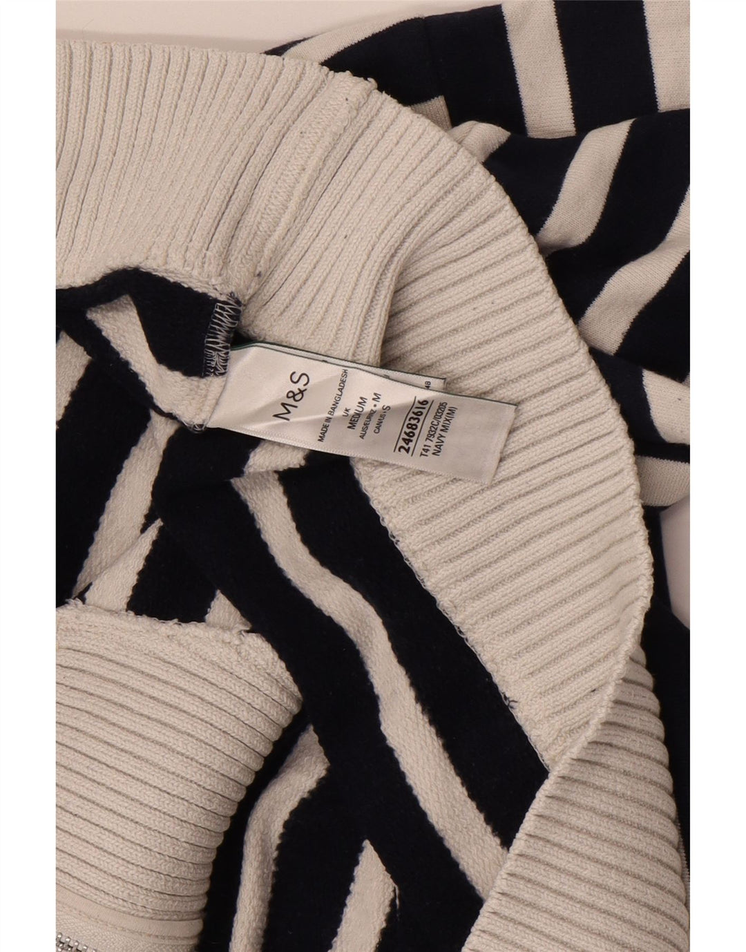 Marks & Spencer Pull à col zippé pour femme UK 14 Bleu marine moyen