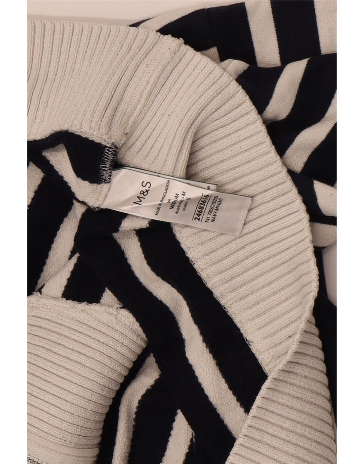 Marks & Spencer Pull à col zippé pour femme UK 14 Bleu marine moyen