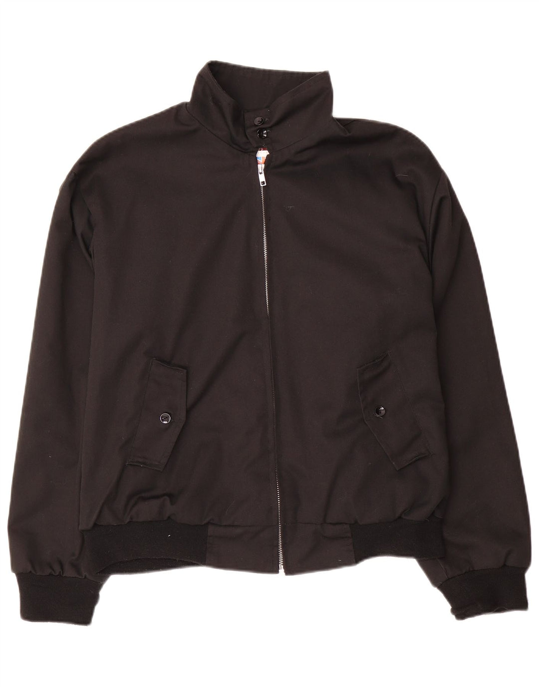 vintage Mens Bomber Jacket UK 38 Moyen Noir Polyester