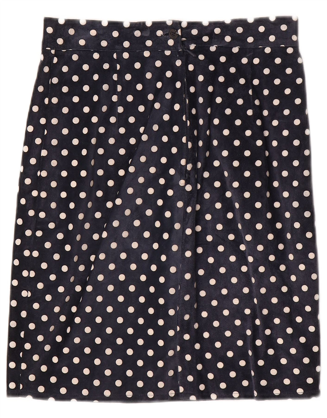 Jupe droite femme vintage W28 moyen bleu marine à pois