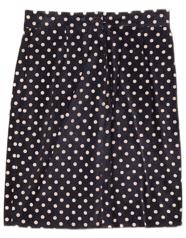 Jupe droite femme vintage W28 moyen bleu marine à pois