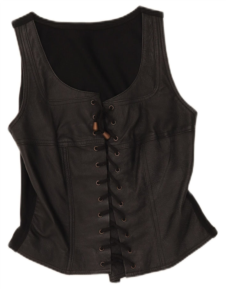 Trend Gilet en cuir pour femme UK 42 Cuir noir moyen