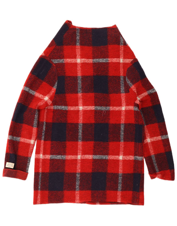 Woolrich Cardigan long pour femme en laine à carreaux rouges UK 10