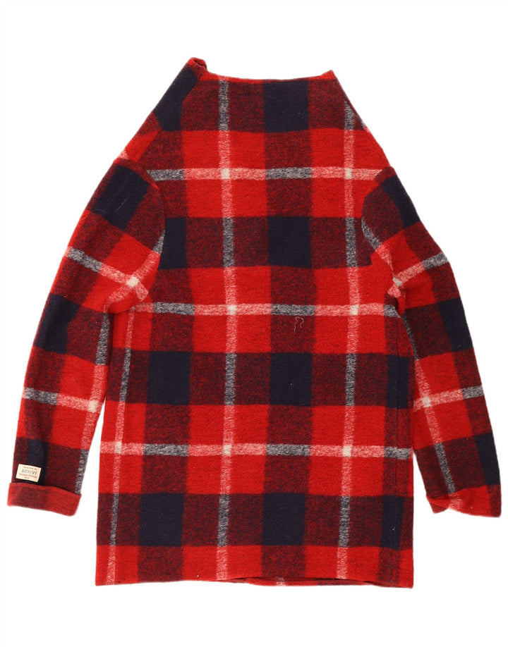 Woolrich Cardigan long pour femme en laine à carreaux rouges UK 10