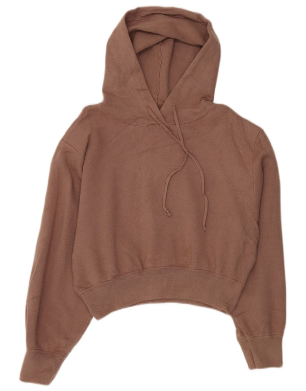 Zara Pull à capuche court pour femme UK 14 Viscose beige moyen