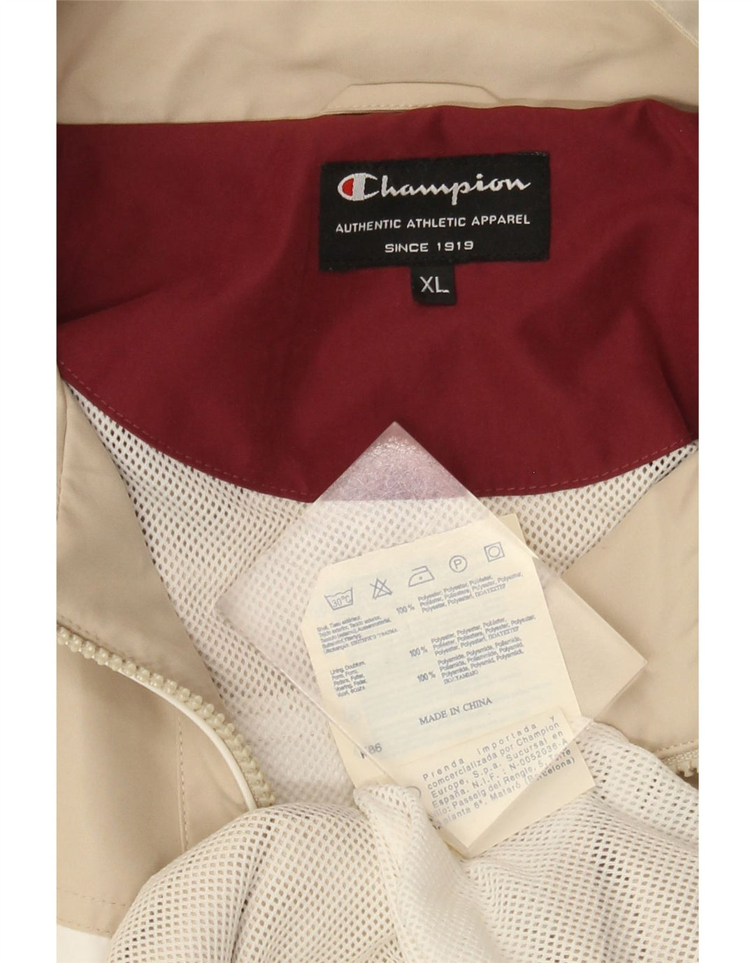 Champion Veste Bomber Homme UK 42 XL Beige Colorblock Polyester