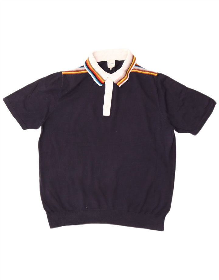 Paul Smith Pull à manches courtes et col polo pour homme Bleu marine moyen