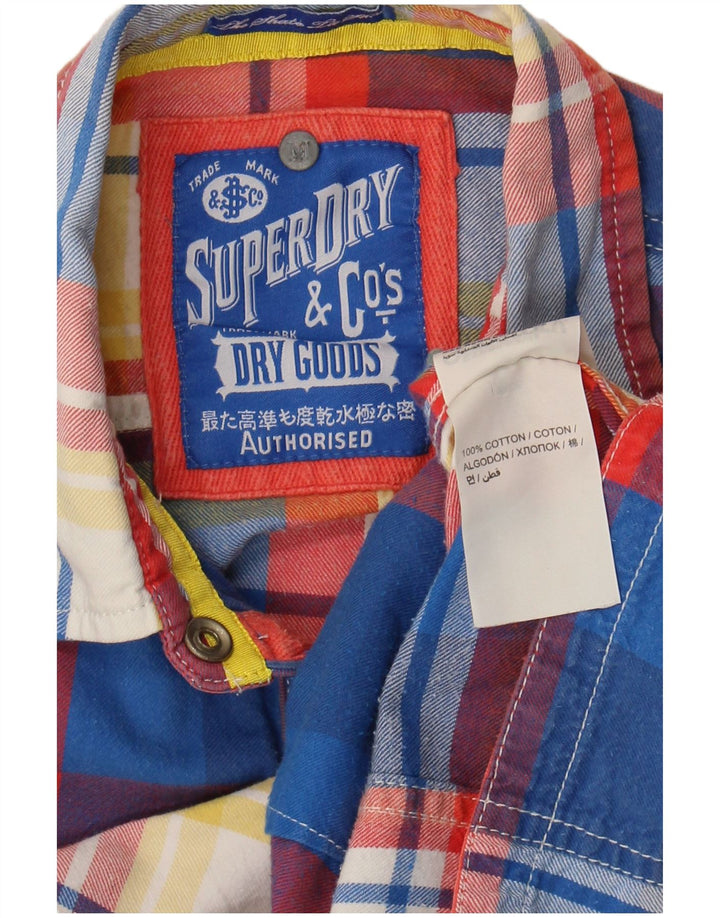 Superdry Femme Pull Flannel Chemise UK 12 Bleu Moyen Carreaux Coton