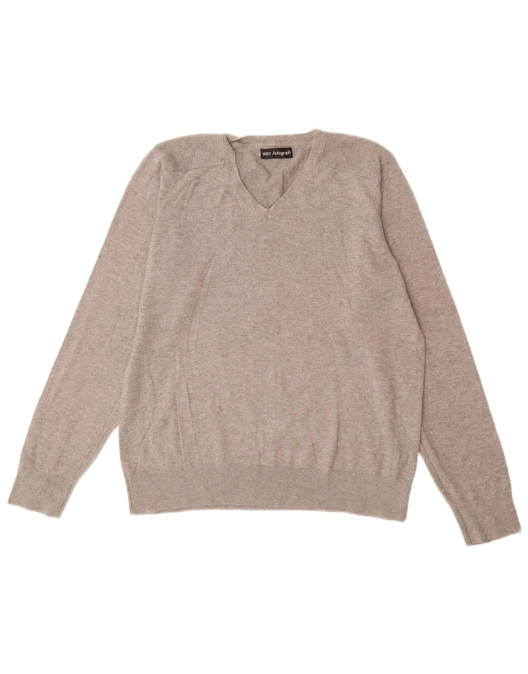 Marks & Spencer Pull autographe à col en V pour femme Gris moyen UK 14