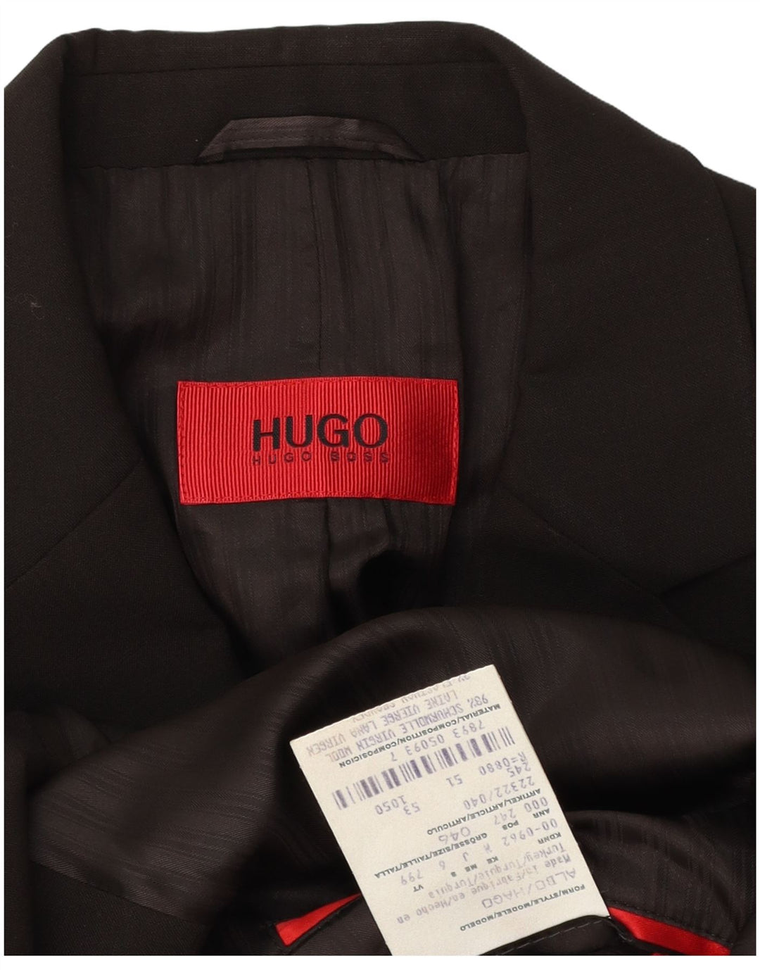 Hugo Boss Veste blazer à 3 boutons pour homme IT 46 Petite laine vierge noire