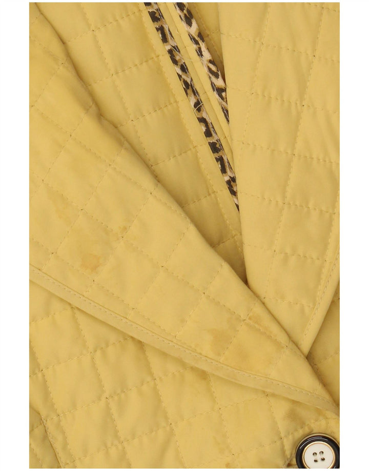 Perte by Krizia Veste blazer matelassée à 3 boutons pour femme Taille 23 Jaune moyen
