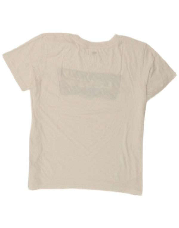 Levi's T-Shirt Graphique Femme UK 14 Coton Blanc Moyen