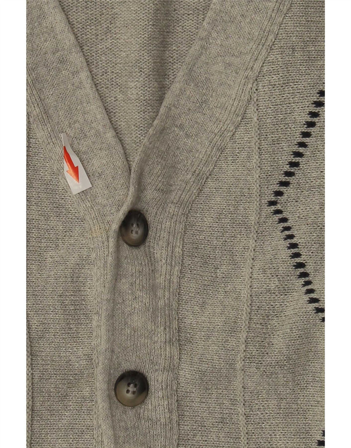 Roger Kent Cardigan pour homme IT 52 Large Gris Argyle/Diamant