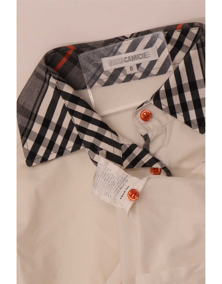 Naracamicie Chemise Femme US 0 XS Blanc Carreaux Coton