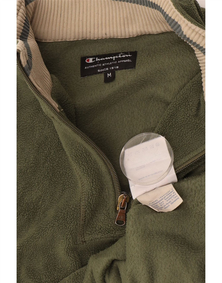 Champion Pull polaire à col zippé pour homme Kaki moyen Polyester