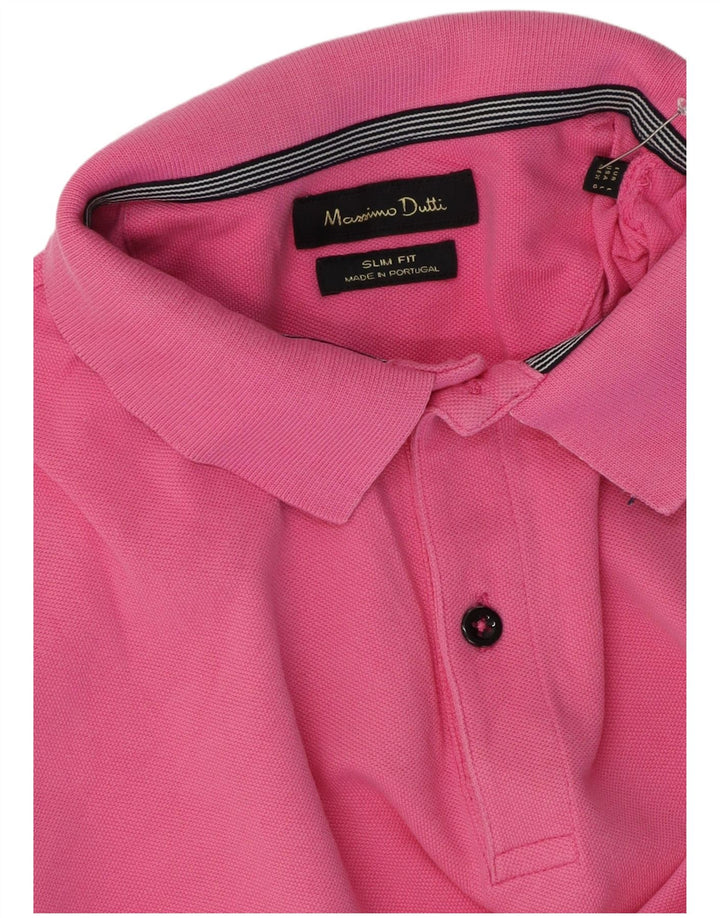 Massimo Dutti Polo Slim Fit Homme Rose Large
