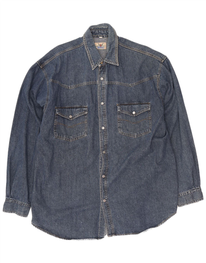 Chemise en jean homme vintage coton bleu marine moyen