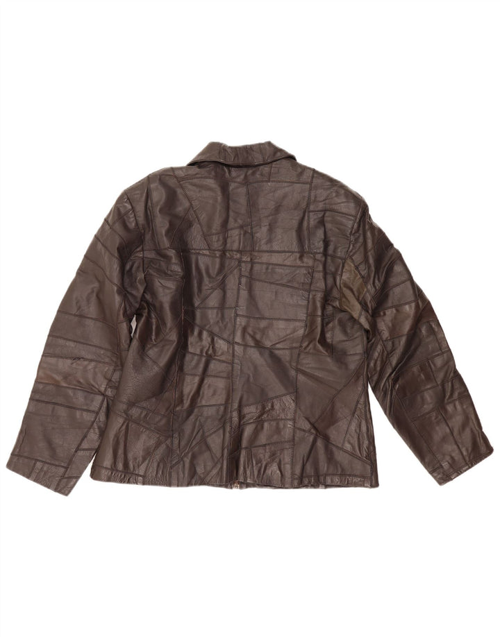 Veste en cuir femme vintage UK 14 Cuir brun moyen