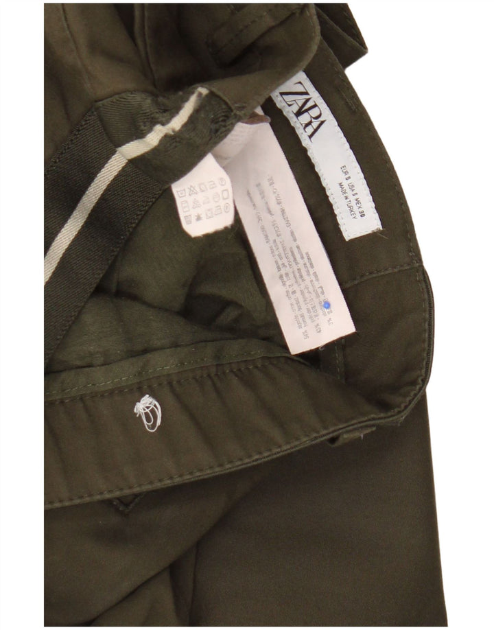 Zara Pantalon Chino Slim Homme Petit W30 L28 Kaki Coton