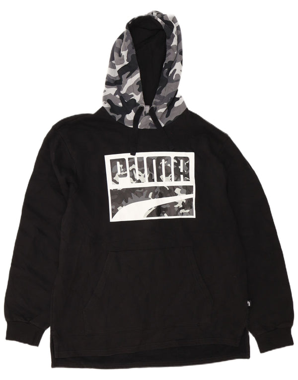 Puma Pull à Capuche Graphic Homme Noir Moyen en Coton Colorblock