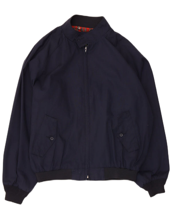 vintage Mens Bomber Jacket UK 42 XL Bleu Marine Polyester