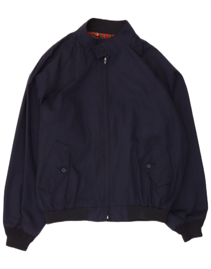 vintage Mens Bomber Jacket UK 42 XL Bleu Marine Polyester