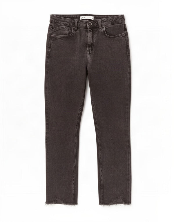 Zara Jean droit femme EU 38 Small W28 L26 Gris