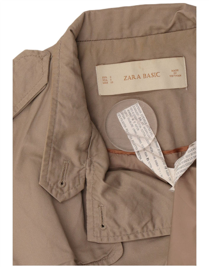 Zara Femme Trench Coat UK 10 Petit Coton Beige
