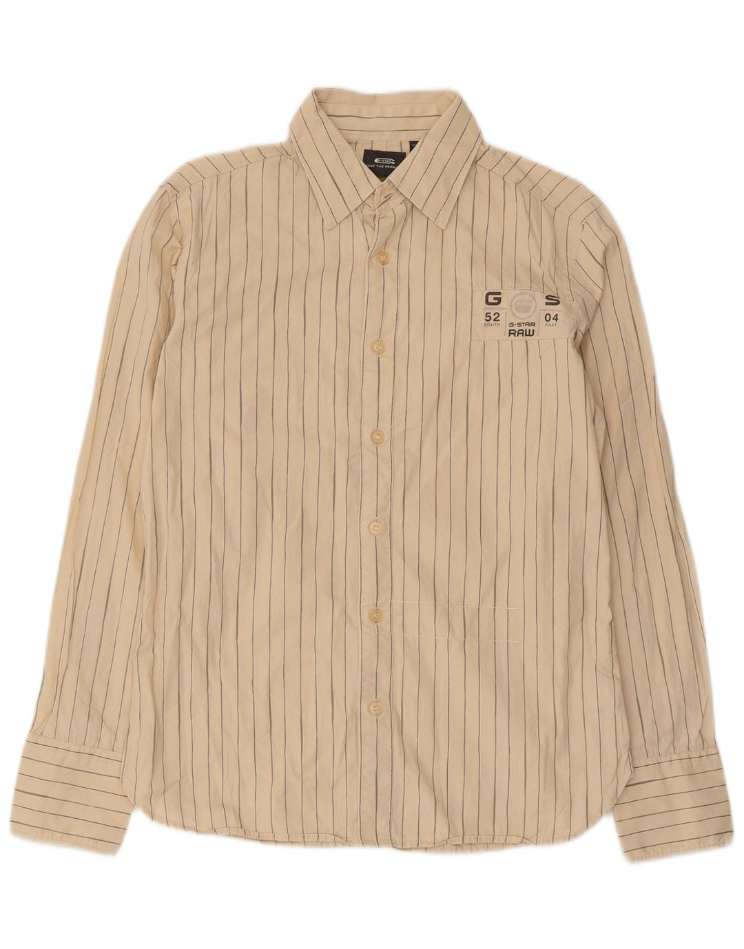 G-Star Chemise graphique en coton à fines rayures beige petit homme