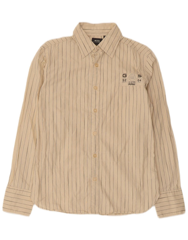 G-Star Chemise graphique en coton à fines rayures beige petit homme