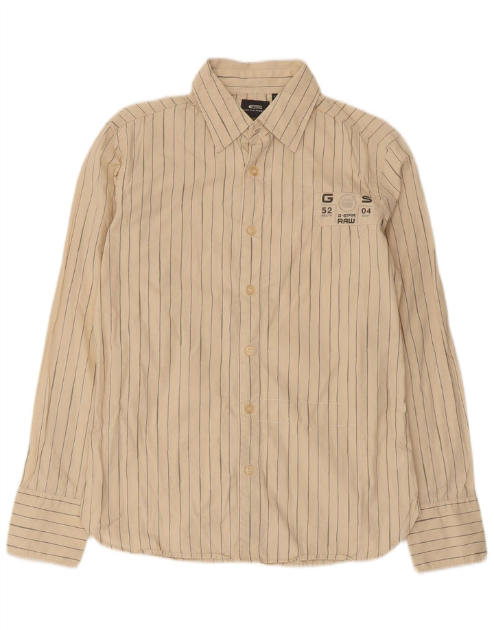 G-Star Chemise graphique en coton à fines rayures beige petit homme