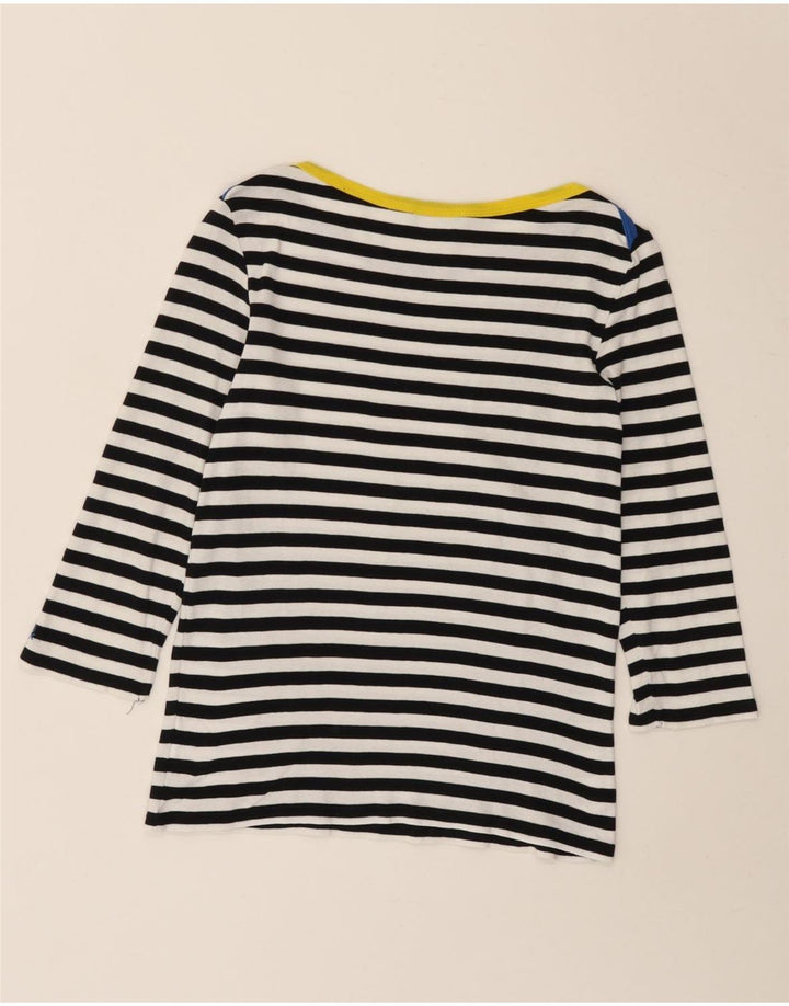 Benetton Haut Femme Manches 3/4 UK 8 Petit Bleu Marine Rayé