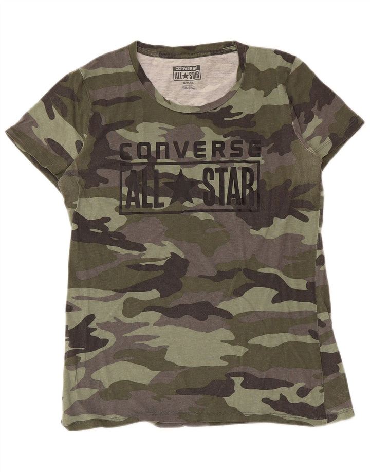 Converse T-shirt graphique pour femme UK 18 XL Kaki Camouflage