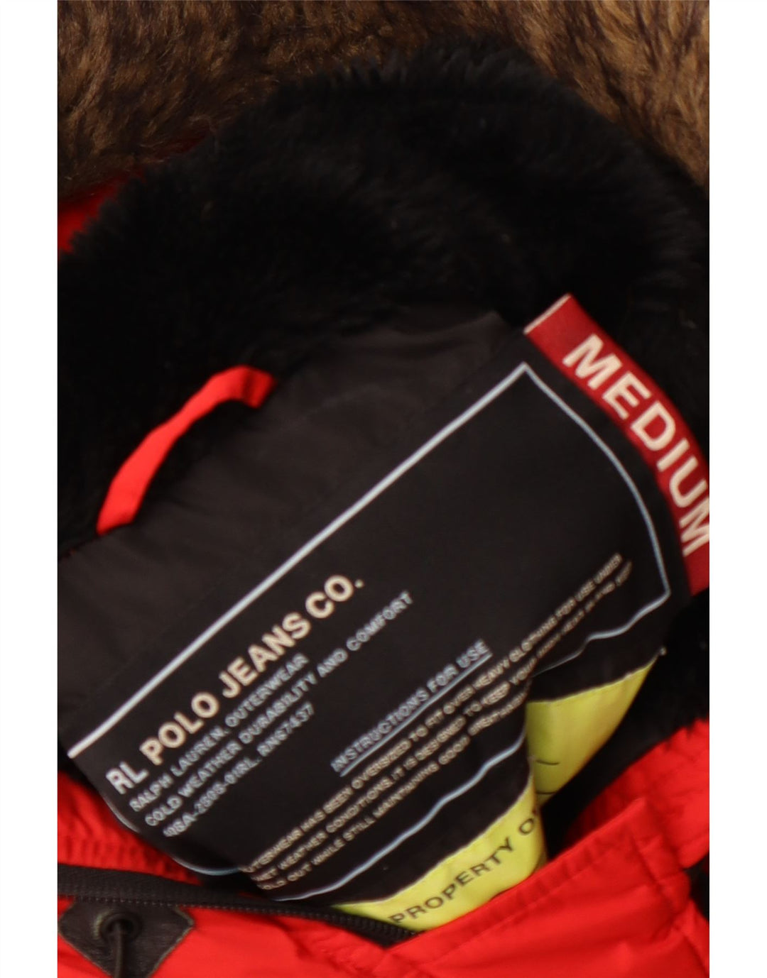 RALPH LAUREN Veste Parka à capuche pour femme UK 14 Rouge moyen Hiver