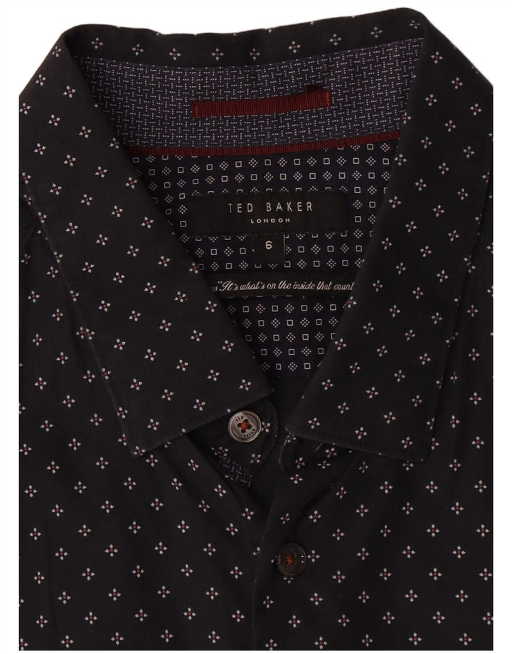 Ted Baker Chemise Homme Taille 6 2XL Noir Géométrique Coton