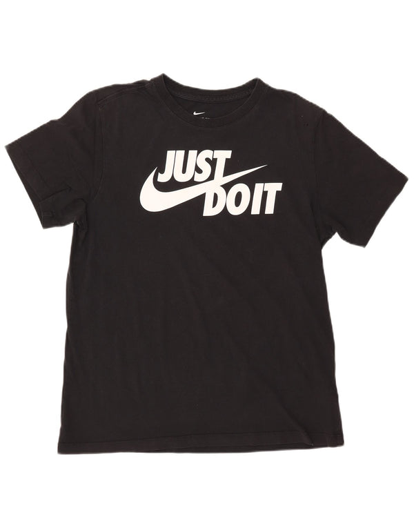 NIKE T-shirt graphique pour femme UK 14 en coton noir moyen