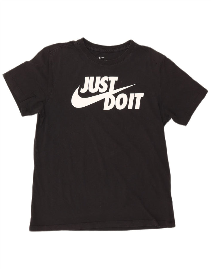 NIKE T-shirt graphique pour femme UK 14 en coton noir moyen