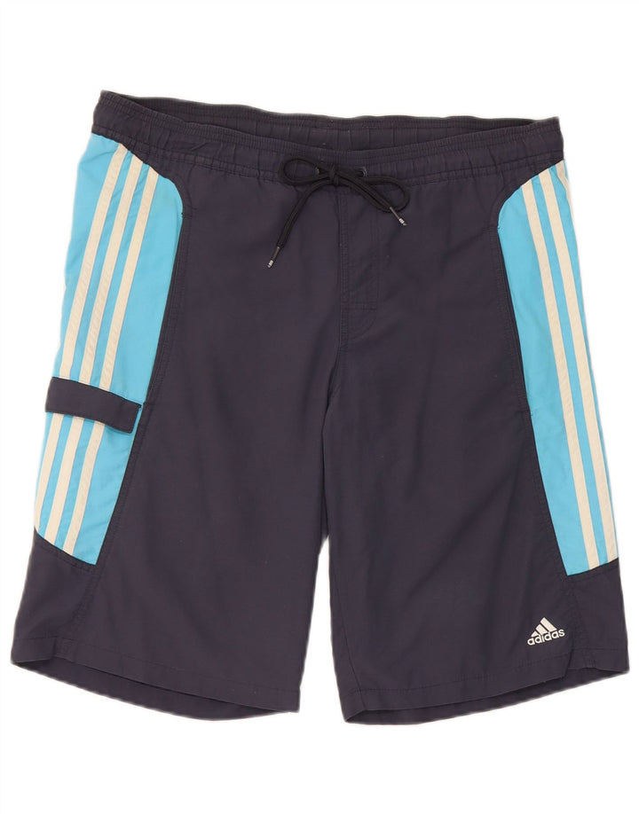 Adidas Short de bain cargo pour homme Petit polyester color block bleu marine