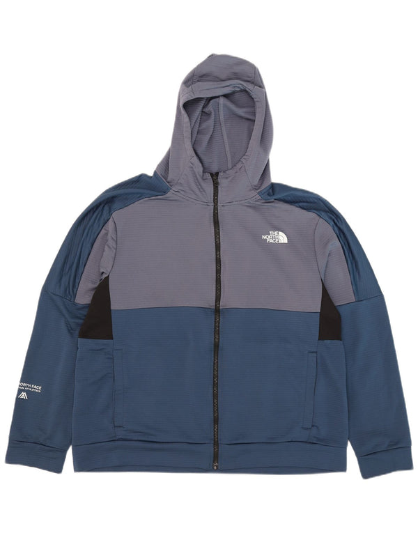 The North Face Pull à capuche zippé pour homme XL Bleu Colorblock Polyester