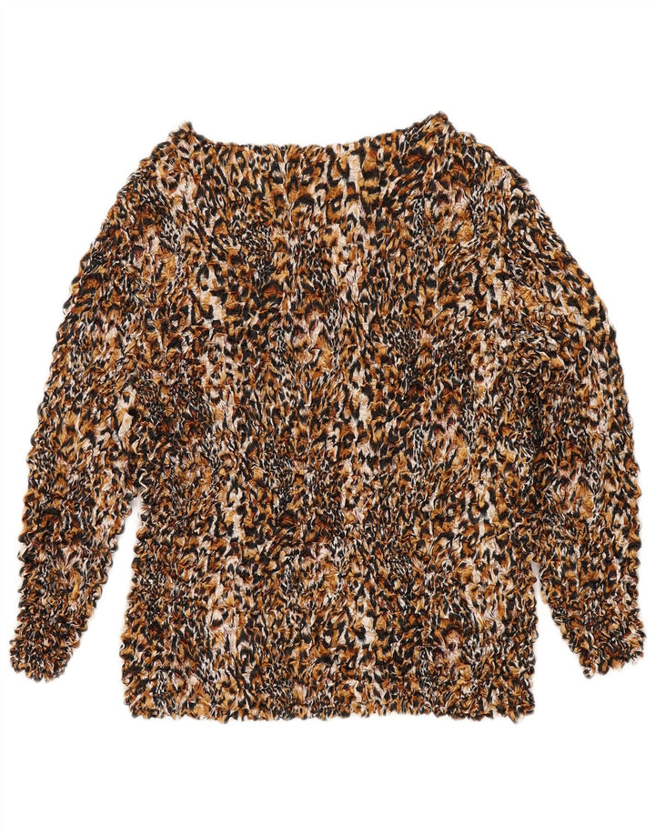 vintage Womens Blouse Top UK 14 Moyen Multicolore Animal Print Polyester