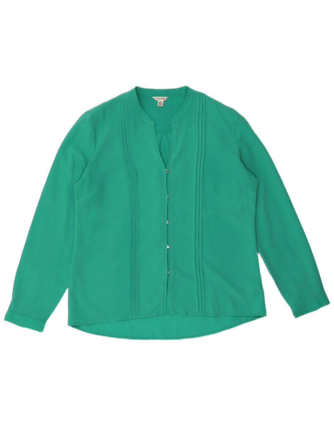 Calvin Klein Chemise Chemisier Femme UK 16 Large Vert Polyester