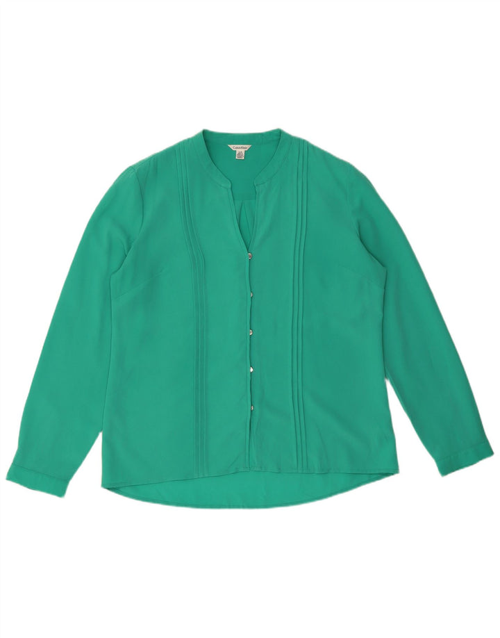 Calvin Klein Chemise Chemisier Femme UK 16 Large Vert Polyester