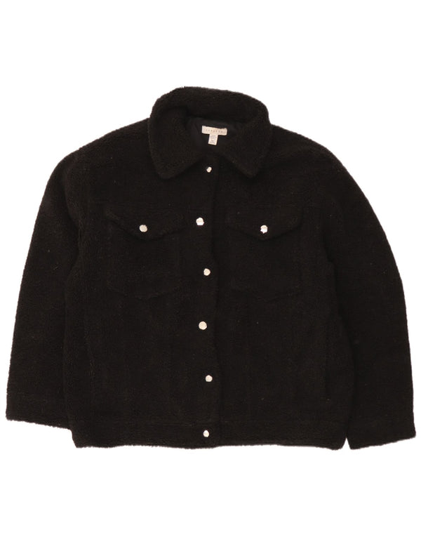 Topshop Veste bomber surdimensionnée en polaire pour femme UK 14 Noir moyen Polyester