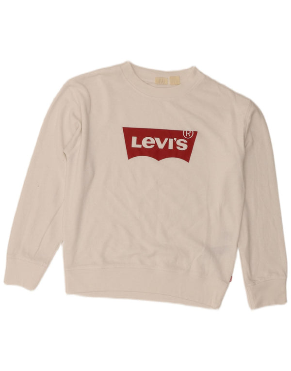 Levi's Sweat-Shirt Oversize Graphique Femme UK 6 XS Coton Blanc