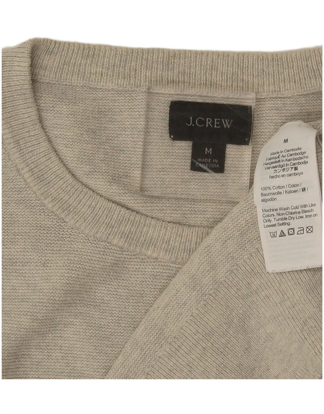 J. Crew Pull Col Rond Homme Gris Moyen Coton