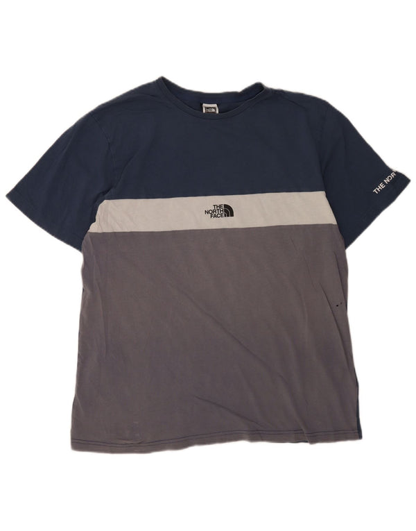 The North Face T-Shirt Homme Haut Large Bleu Marine Colorblock Coton