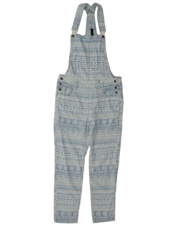 Benetton Pantalon Salopette Slim Femme XS W25 L25 Bleu Fair Isle Lyocell