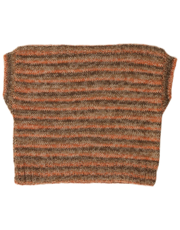 vintage Femmes Bateau Cou Jumper Pull UK 18 XL Orange Rayé